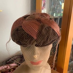 Vintage hat velvet satin netting beautiful